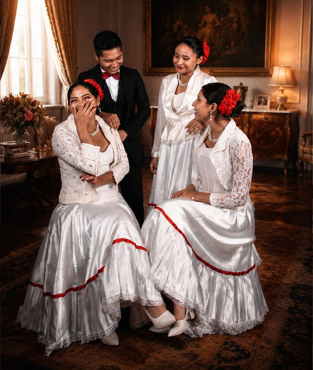 Bailarinas vestidas de blanco para la marinera
